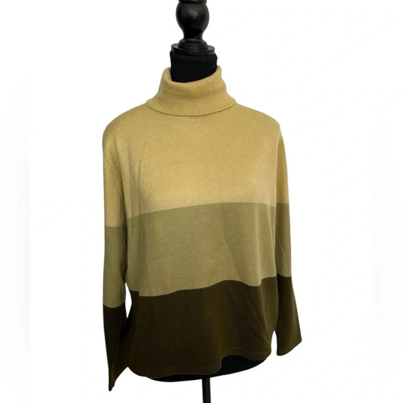 Marise petite yellow and green colorblock turtleneck size large - Picture 1 of 9